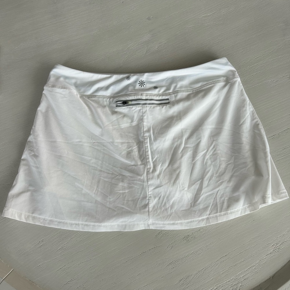 Athleta Skort Second Wind Pleated White Skort Skirt Large Pickleball Tennis - Picture 4 of 7